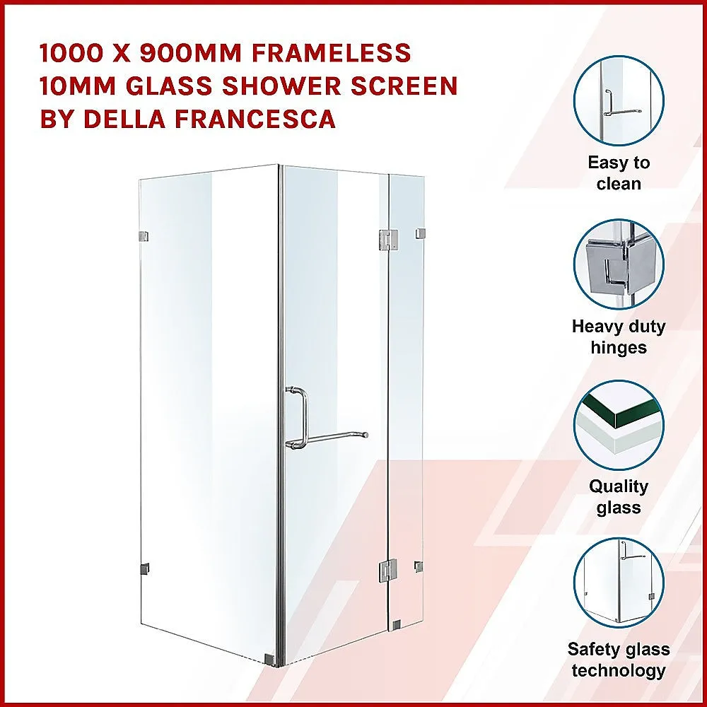 1000 x 900mm Frameless 10mm Glass Shower Screen | By Della Francesca