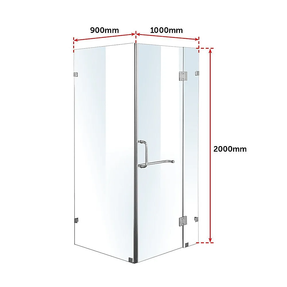 1000 x 900mm Frameless 10mm Glass Shower Screen | By Della Francesca