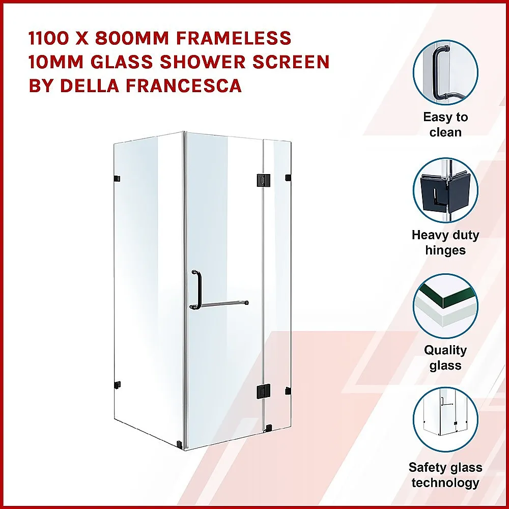 1100 x 800mm Frameless 10mm Glass Shower Screen | By Della Francesca