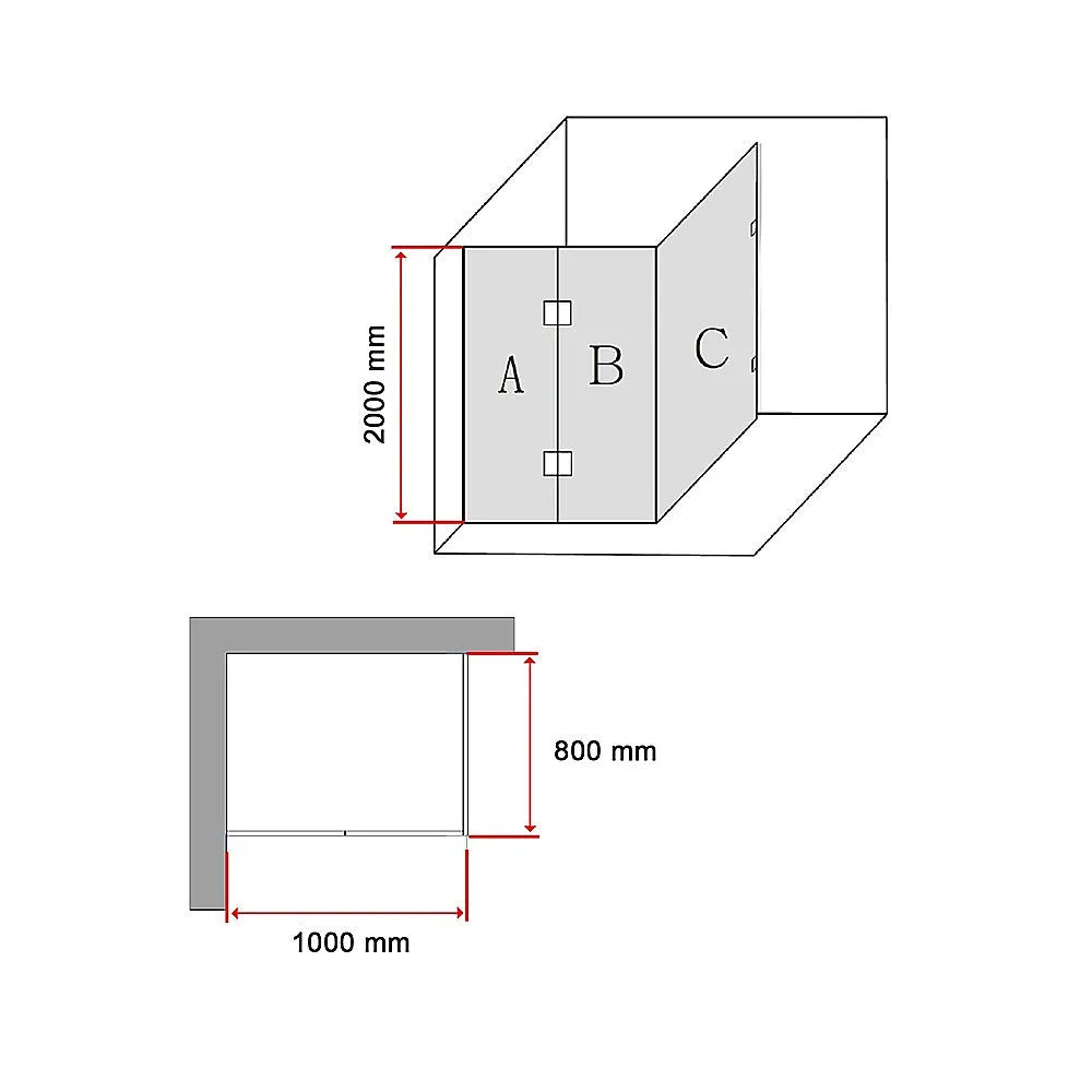 1100 x 800mm Frameless 10mm Glass Shower Screen | By Della Francesca