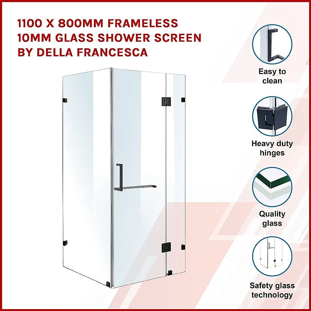 1100 x 800mm Frameless 10mm Glass Shower Screen | Della Francesca Design
