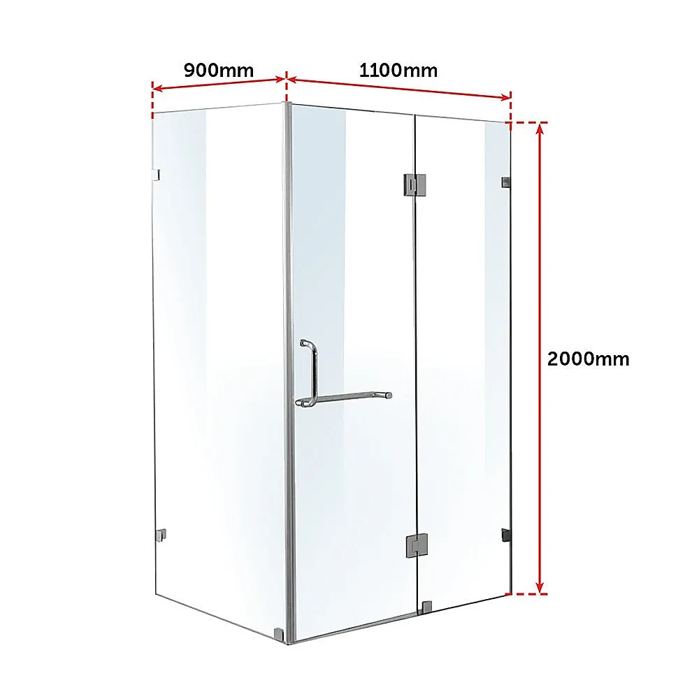 1100x900mm Frameless 10mm Glass Shower Screen | Della Francesca