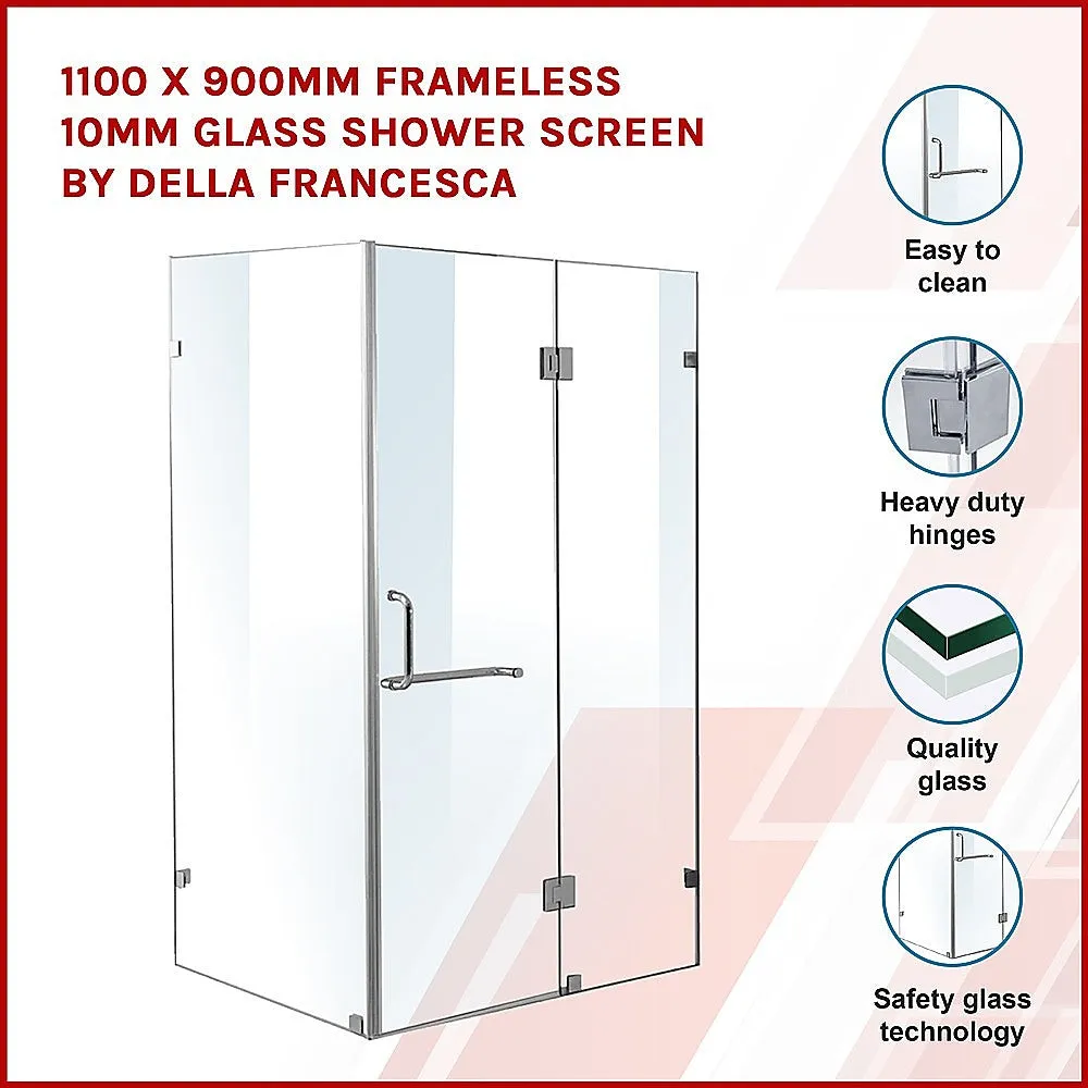 1100x900mm Frameless 10mm Glass Shower Screen | Della Francesca