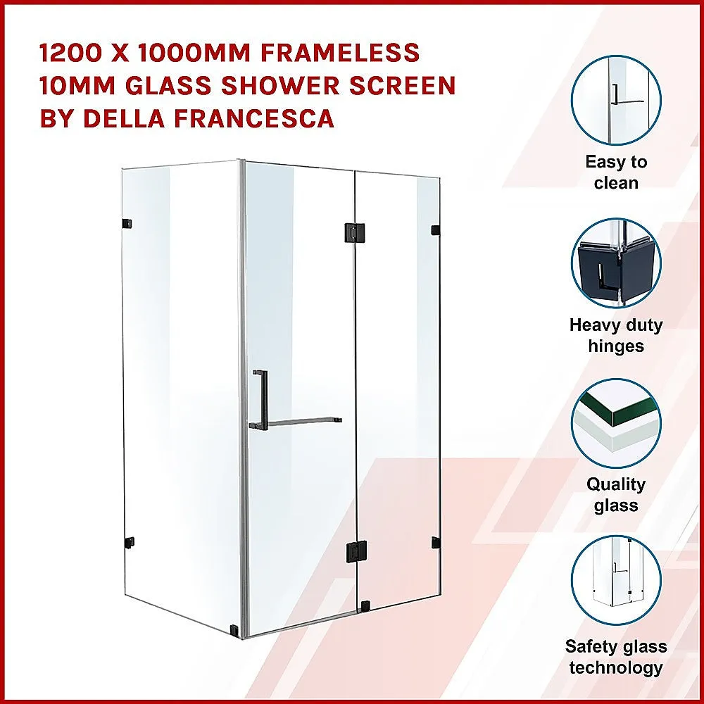 1200 x 1000mm Frameless 10mm Glass Shower Screen