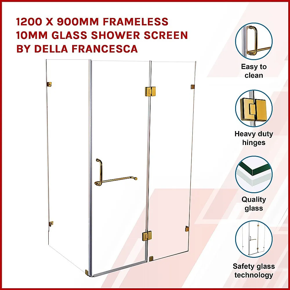 1200 x 900mm Frameless 10mm Glass Shower Screen | Della Francesca Design
