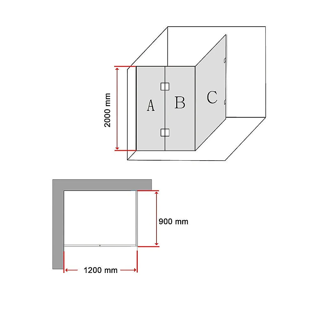 1200 x 900mm Frameless 10mm Glass Shower Screen | Della Francesca Design