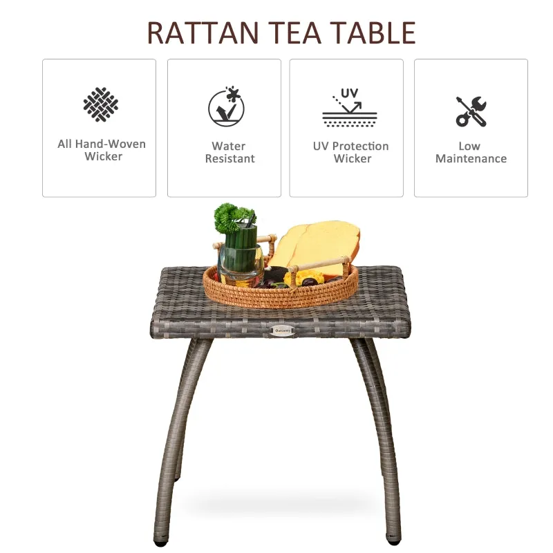 18" Patio Rattan Side Table - Gray
