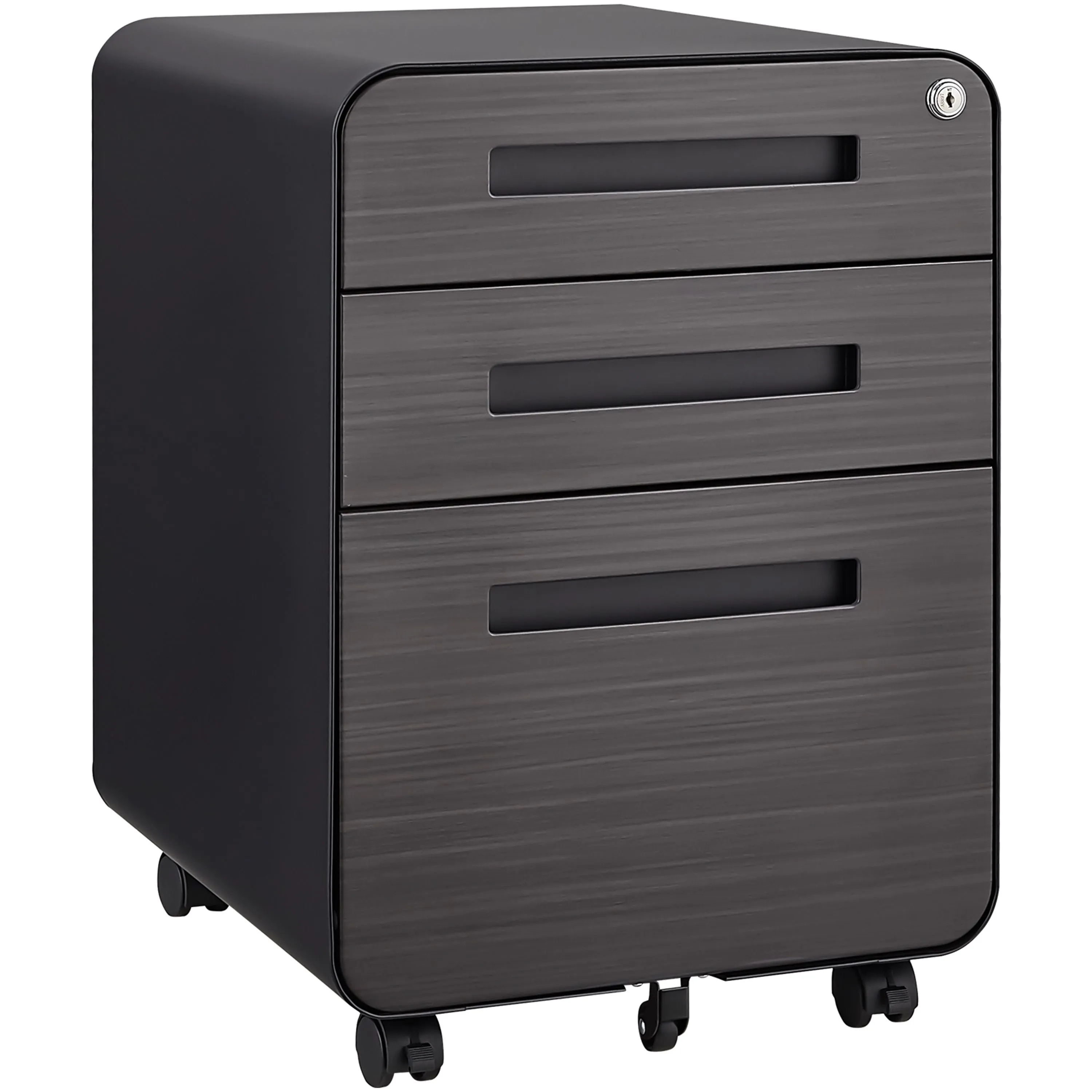 3 Drawer Mobile File Cabinet Under Desk Office, Simple Style Versatile Storage Cabinet For Legal / Letter / A4 Files, 5 Wheel Design Anti-Tilting Cold Rolled Steel Waterproof Moisture-Proof by Couch.com
