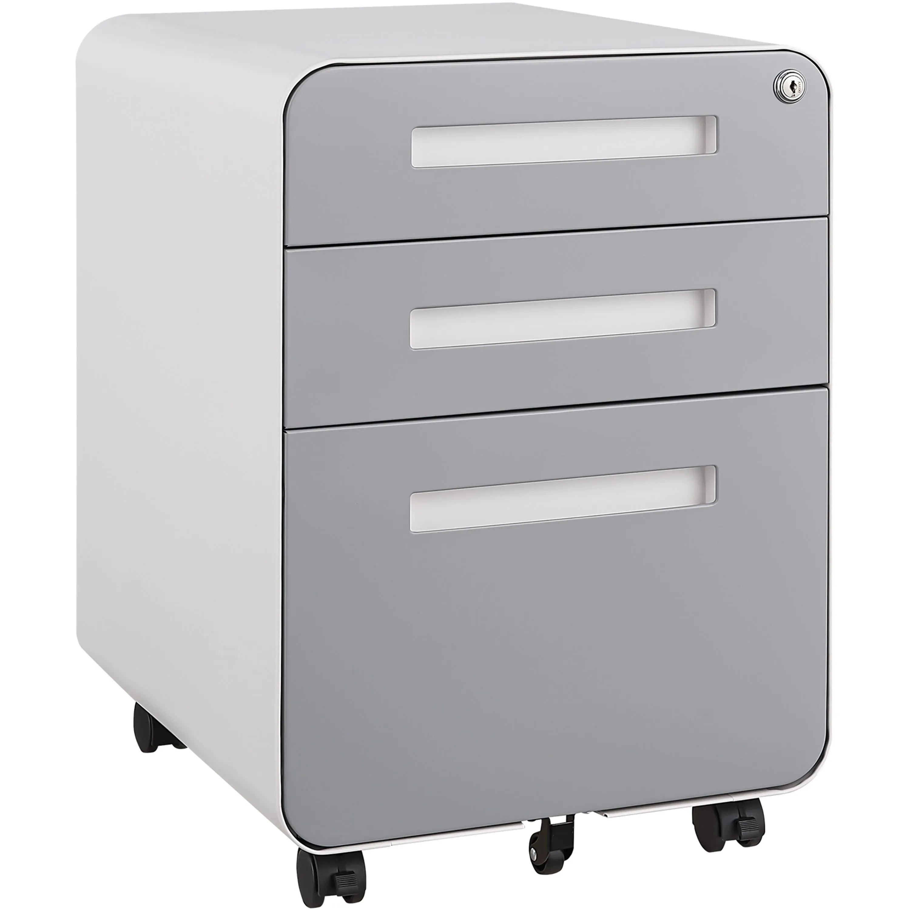 3 Drawer Mobile File Cabinet Under Desk Office, Simple Style Versatile Storage Cabinet For Legal / Letter / A4 Files, 5 Wheel Design Anti-Tilting Cold Rolled Steel Waterproof Moisture-Proof by Couch.com