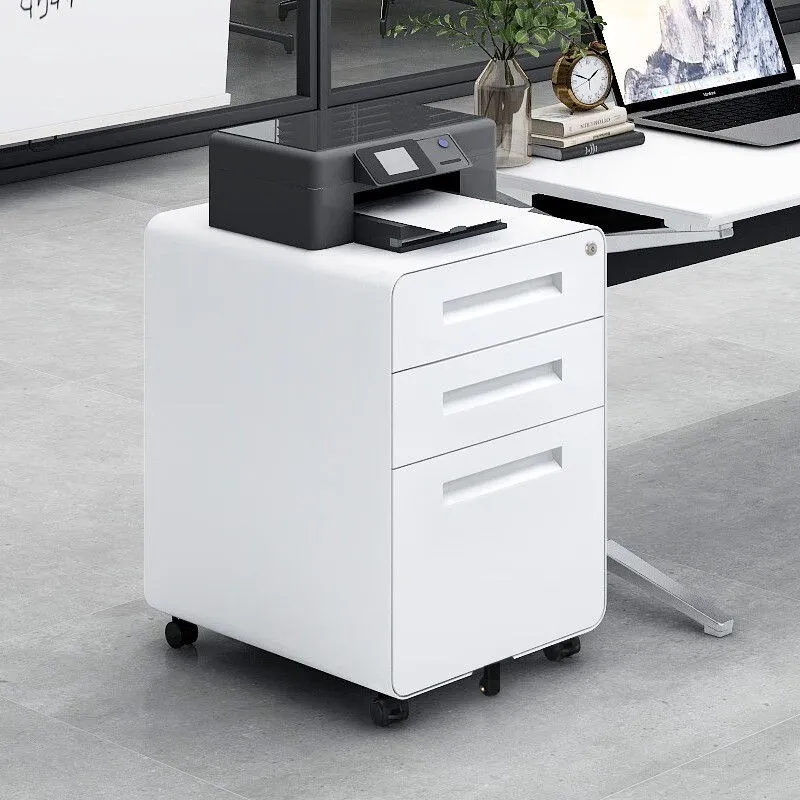 3 Drawer Mobile File Cabinet Under Desk Office, Simple Style Versatile Storage Cabinet For Legal / Letter / A4 Files, 5 Wheel Design Anti-Tilting Cold Rolled Steel Waterproof Moisture-Proof by Couch.com