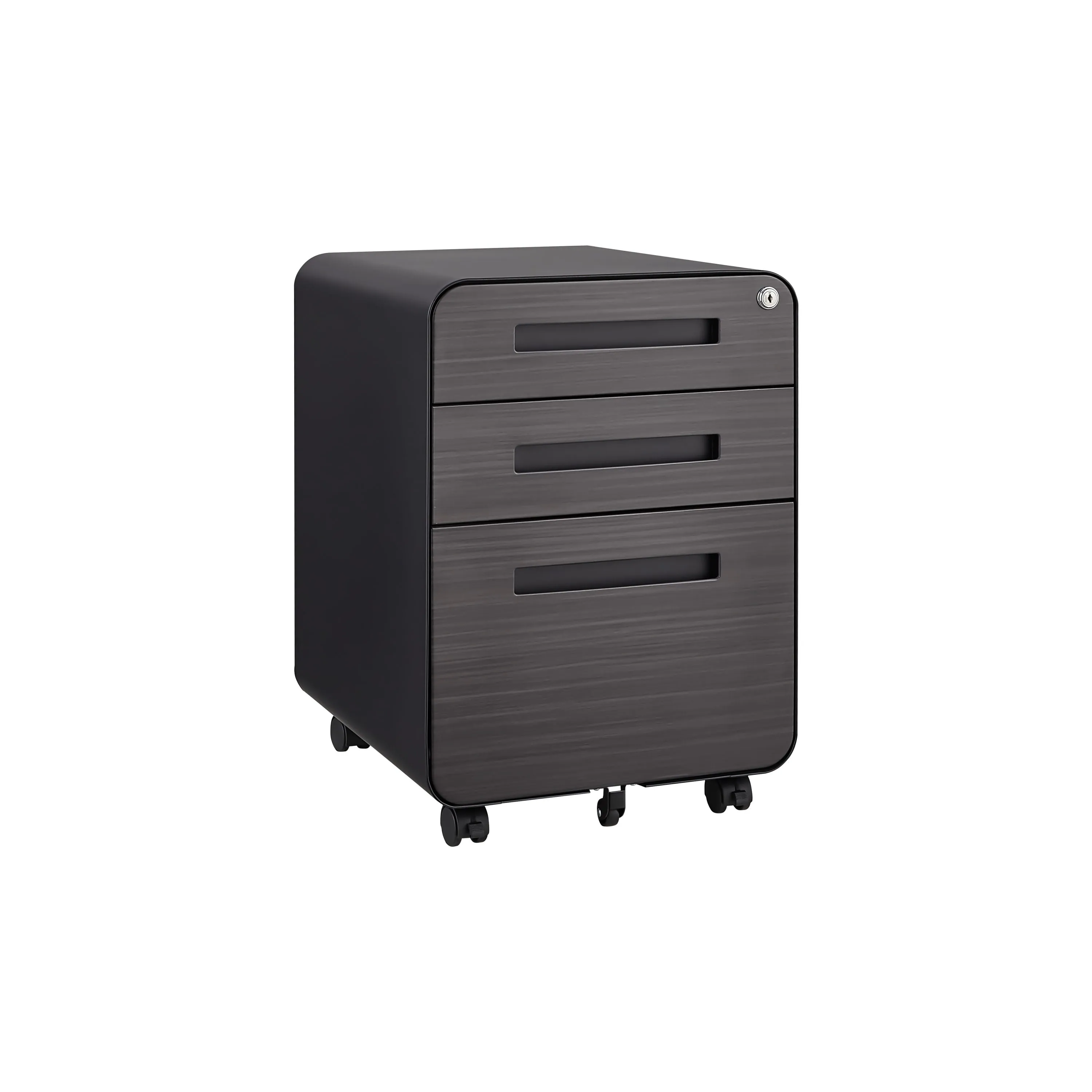 3 Drawer Mobile File Cabinet Under Desk Office, Simple Style Versatile Storage Cabinet For Legal / Letter / A4 Files, 5 Wheel Design Anti-Tilting Cold Rolled Steel Waterproof Moisture-Proof by Couch.com