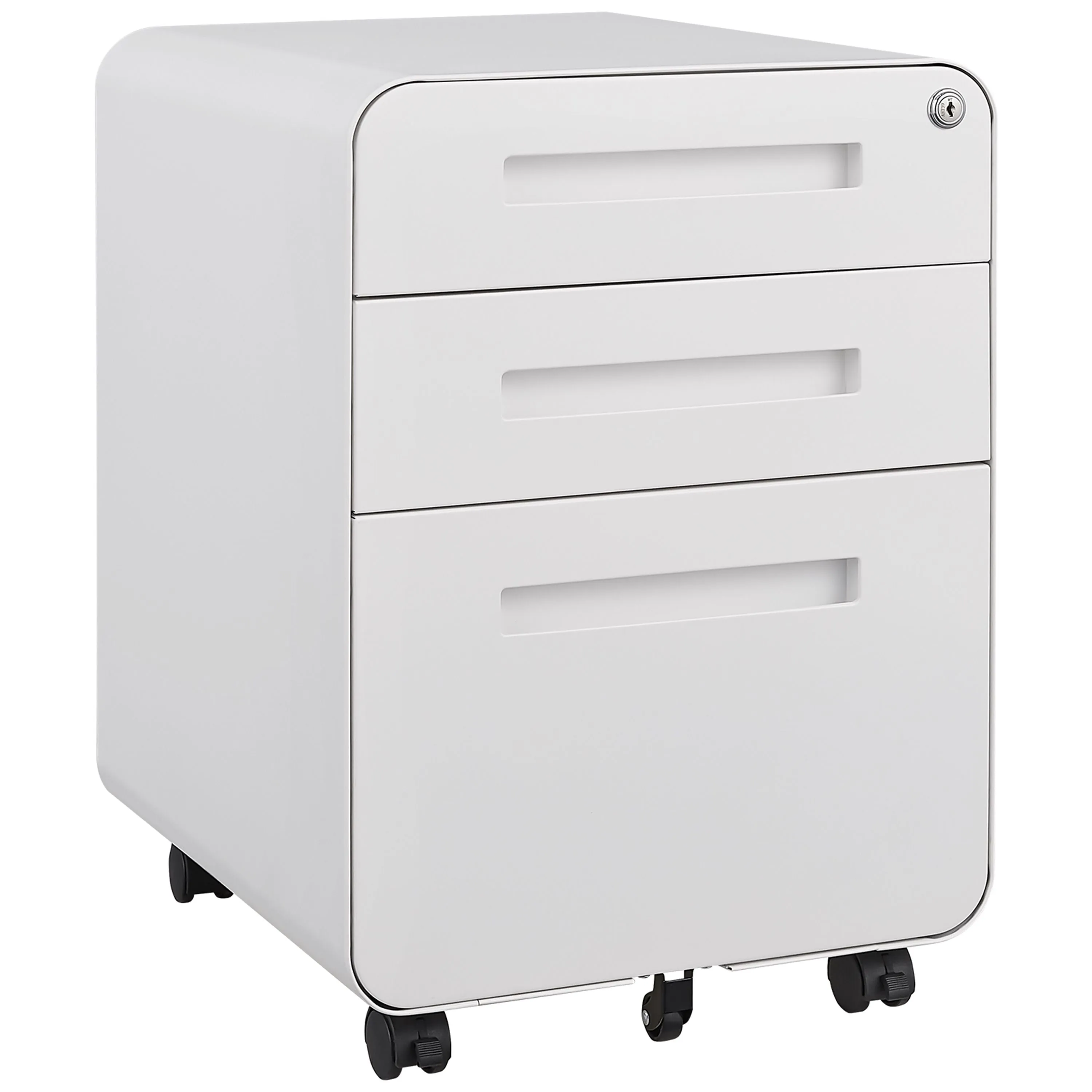 3 Drawer Mobile File Cabinet Under Desk Office, Simple Style Versatile Storage Cabinet For Legal / Letter / A4 Files, 5 Wheel Design Anti-Tilting Cold Rolled Steel Waterproof Moisture-Proof by Couch.com