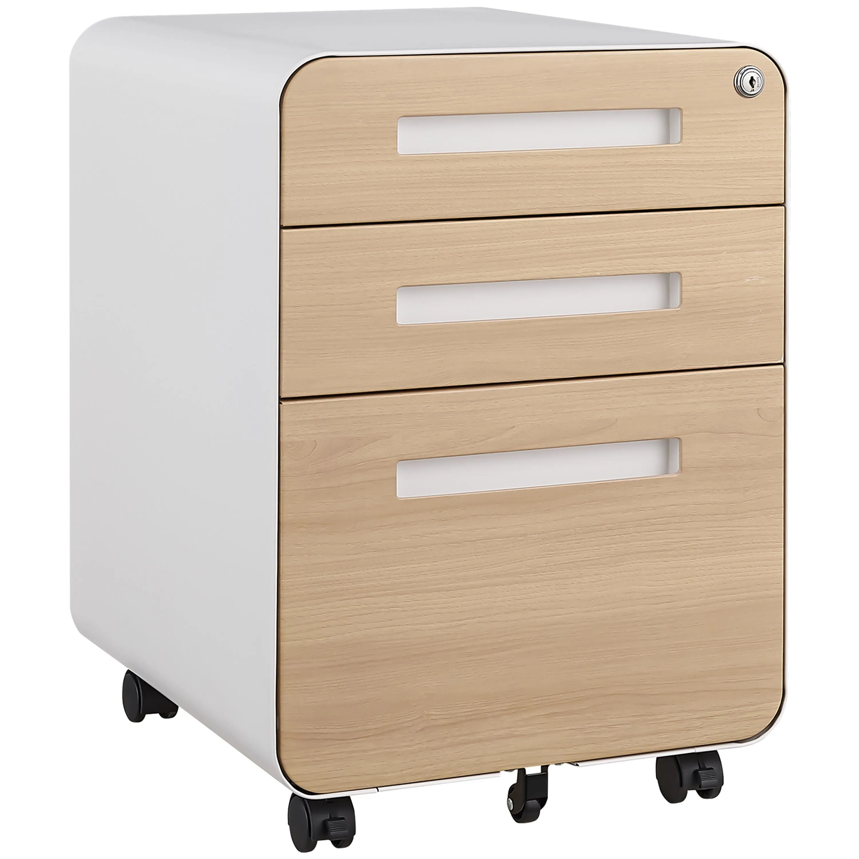 3 Drawer Mobile File Cabinet Under Desk Office, Simple Style Versatile Storage Cabinet For Legal / Letter / A4 Files, 5 Wheel Design Anti-Tilting Cold Rolled Steel Waterproof Moisture-Proof by Couch.com