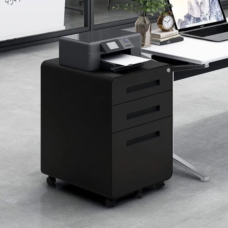 3 Drawer Mobile File Cabinet Under Desk Office, Simple Style Versatile Storage Cabinet For Legal / Letter / A4 Files, 5 Wheel Design Anti-Tilting Cold Rolled Steel Waterproof Moisture-Proof by Couch.com
