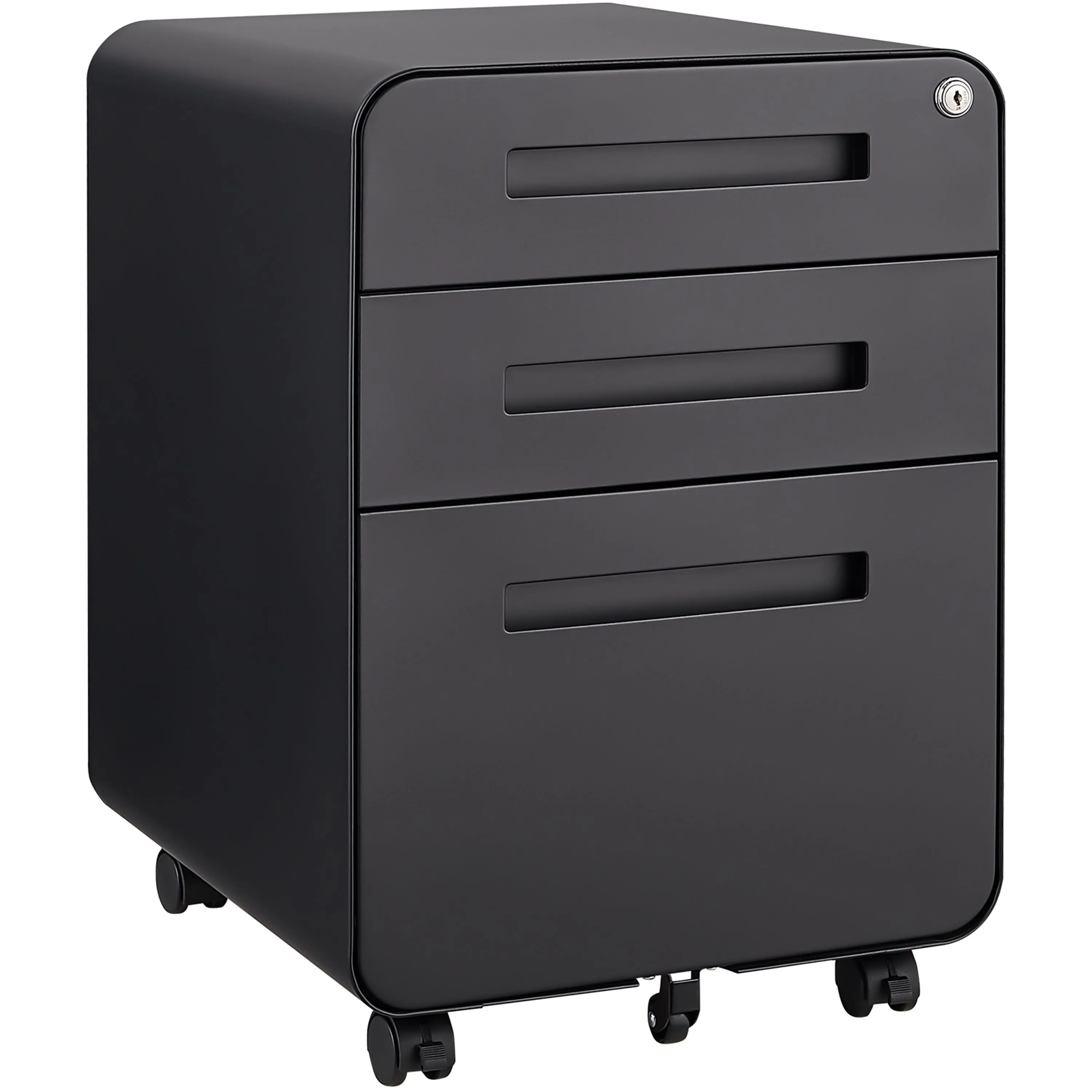 3 Drawer Mobile File Cabinet Under Desk Office, Simple Style Versatile Storage Cabinet For Legal / Letter / A4 Files, 5 Wheel Design Anti-Tilting Cold Rolled Steel Waterproof Moisture-Proof by Couch.com