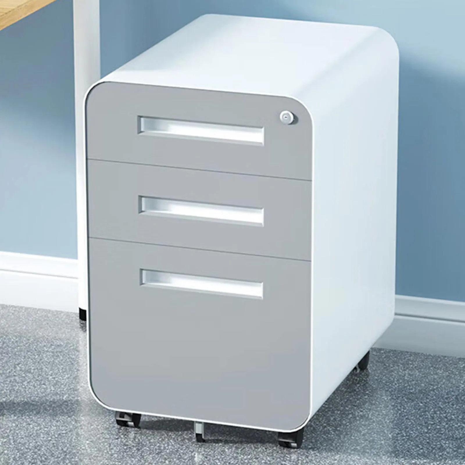 3 Drawer Mobile File Cabinet Under Desk Office, Simple Style Versatile Storage Cabinet For Legal / Letter / A4 Files, 5 Wheel Design Anti-Tilting Cold Rolled Steel Waterproof Moisture-Proof by Couch.com