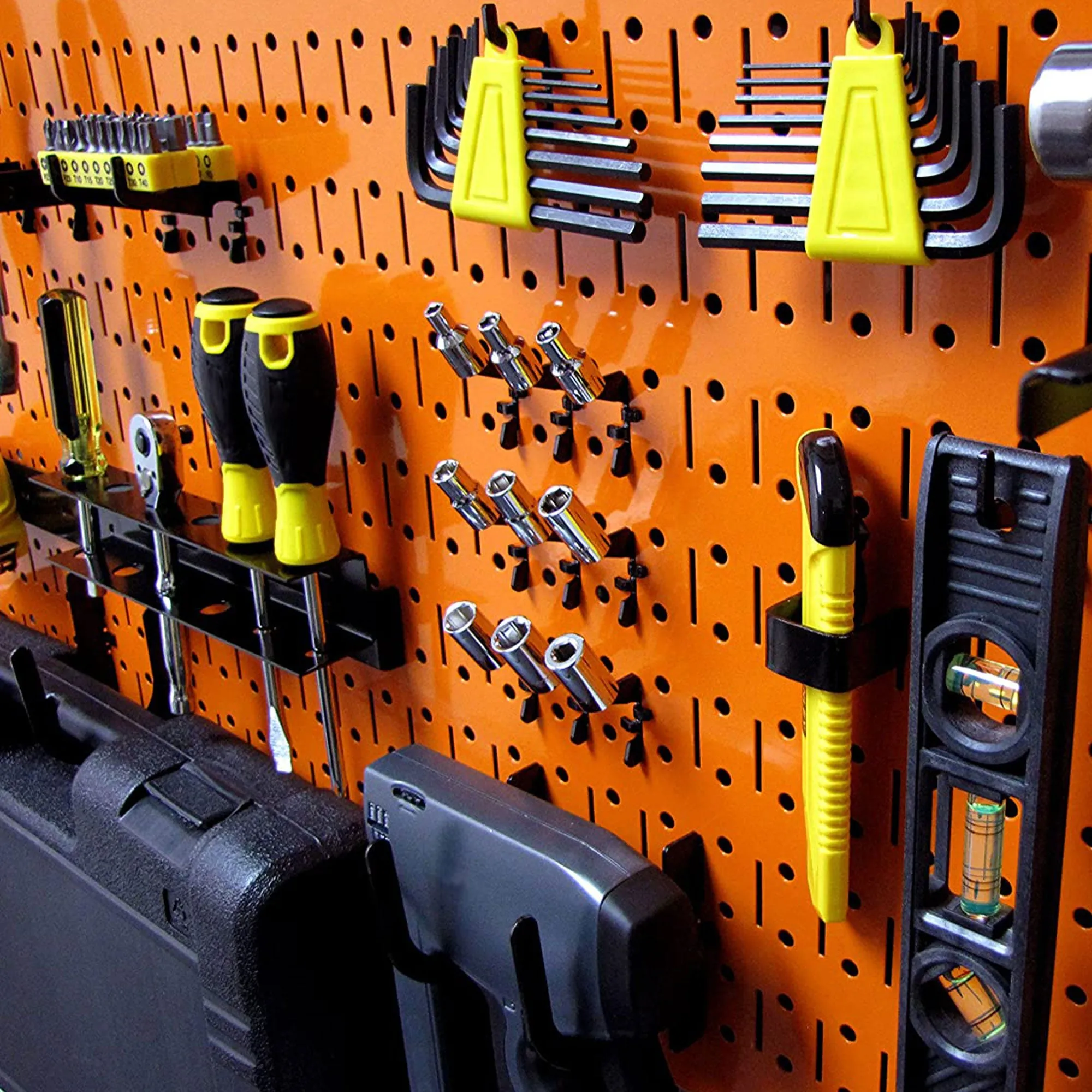 32"x16" Horizontal Pegboard Garage Tool Organizer, Orange (2 Pack) (Open Box)