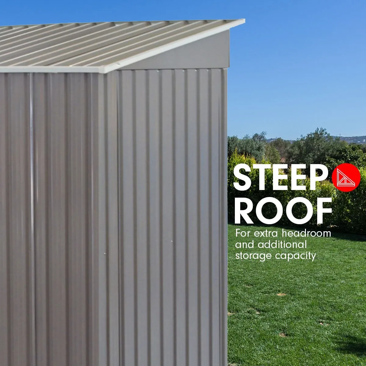 4ft x 8ft Garden Shed with Base | Flat Roof | Outdoor Storage | Grey