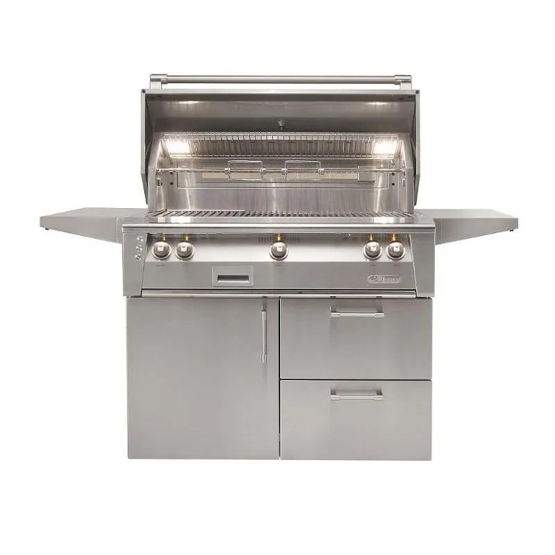 Alfresco ALXE 42" FS NG Grill On Deluxe Cart With Rotisserie