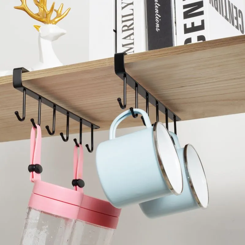 Black Iron Hook with no Marks or Nails for Storing Pots Shovels Hanging Pieces Kitchen Utensils Storage Racks Hooks