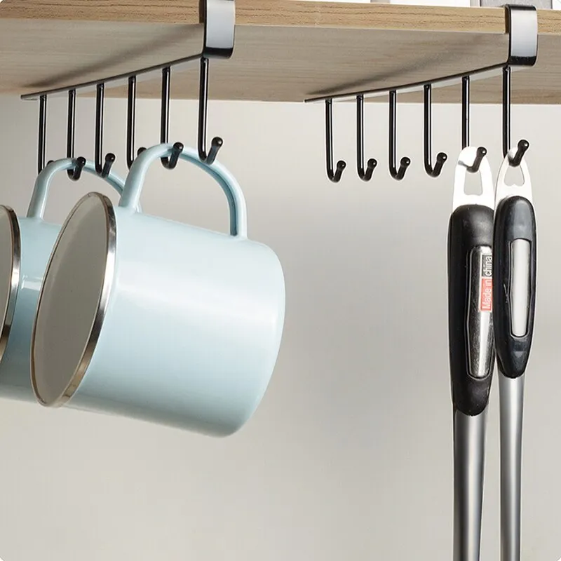 Black Iron Hook with no Marks or Nails for Storing Pots Shovels Hanging Pieces Kitchen Utensils Storage Racks Hooks