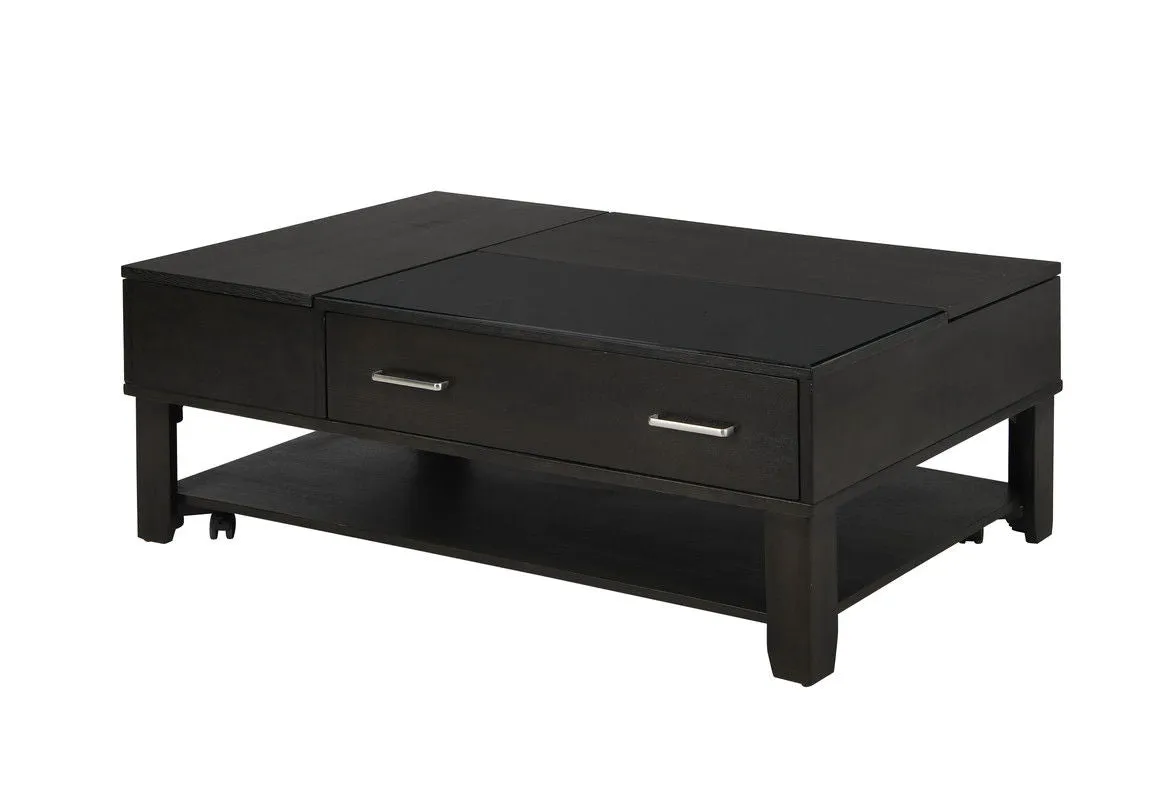 Bruno - Wooden Table With Tempered Glass Top And Drawer by Couch.com