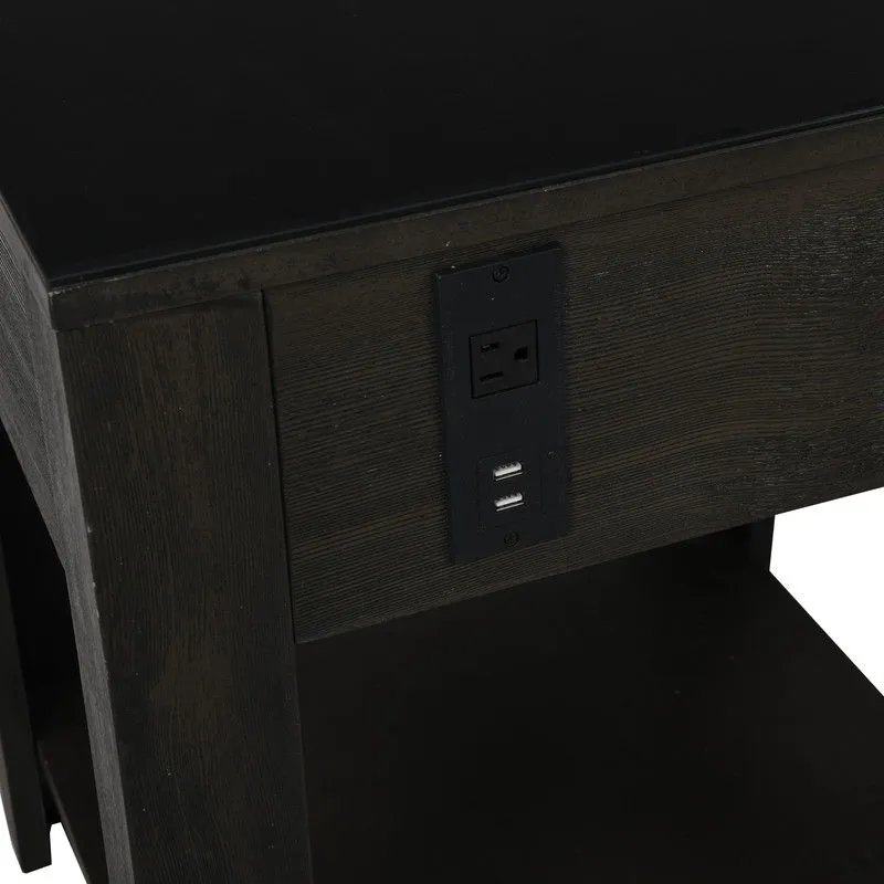 Bruno - Wooden Table With Tempered Glass Top And Drawer by Couch.com