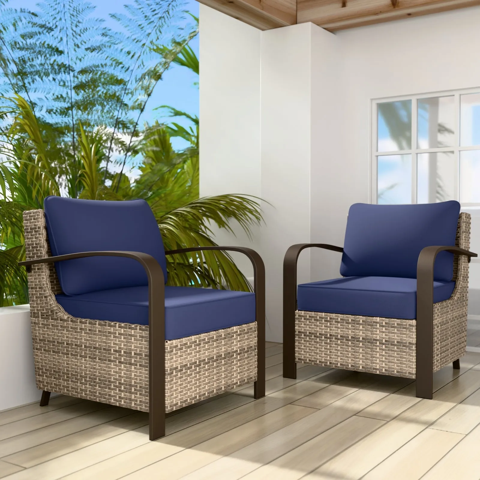 Coastal Vista Patio Chair with Cushions, Contains 2 Chairs