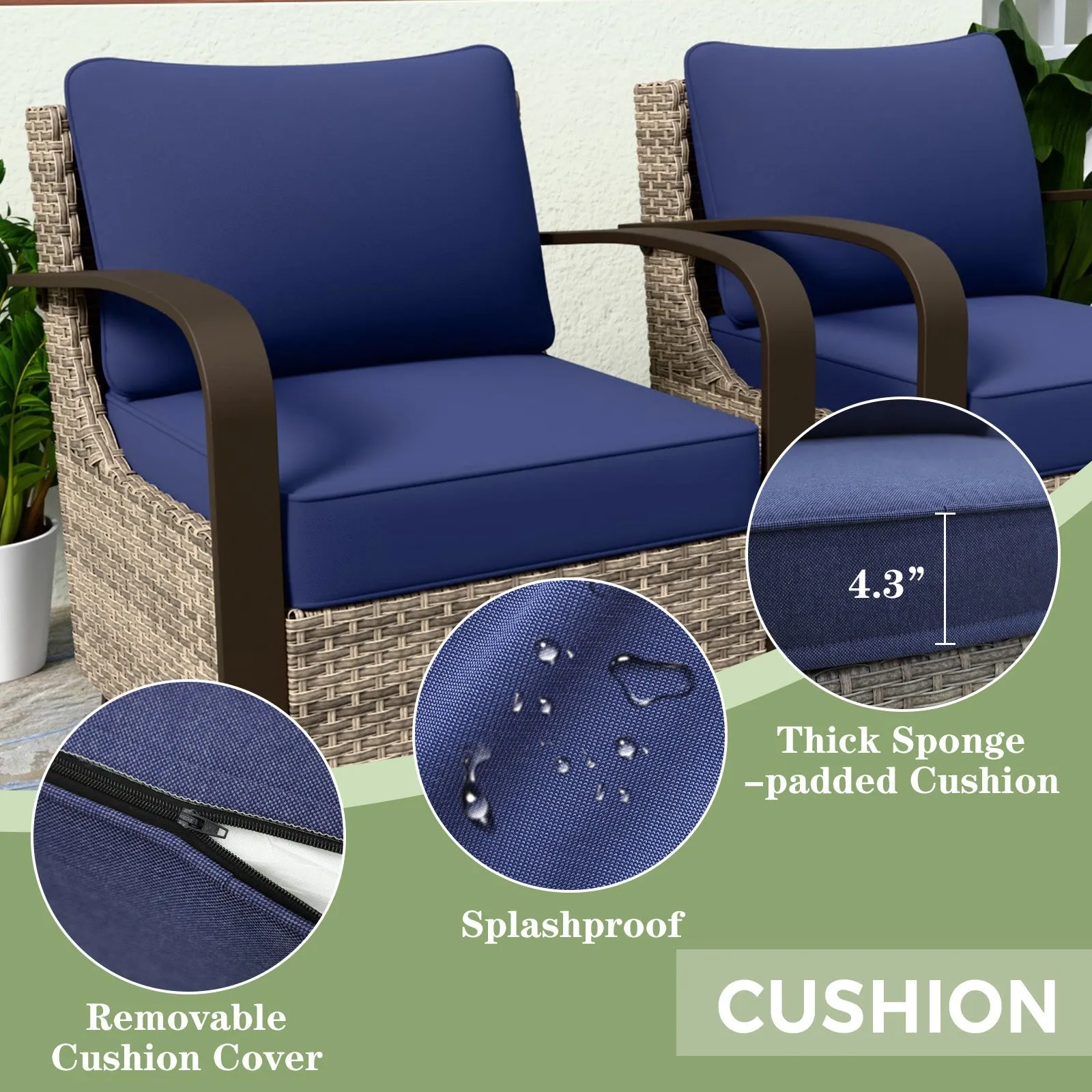 Coastal Vista Patio Chair with Cushions, Contains 2 Chairs