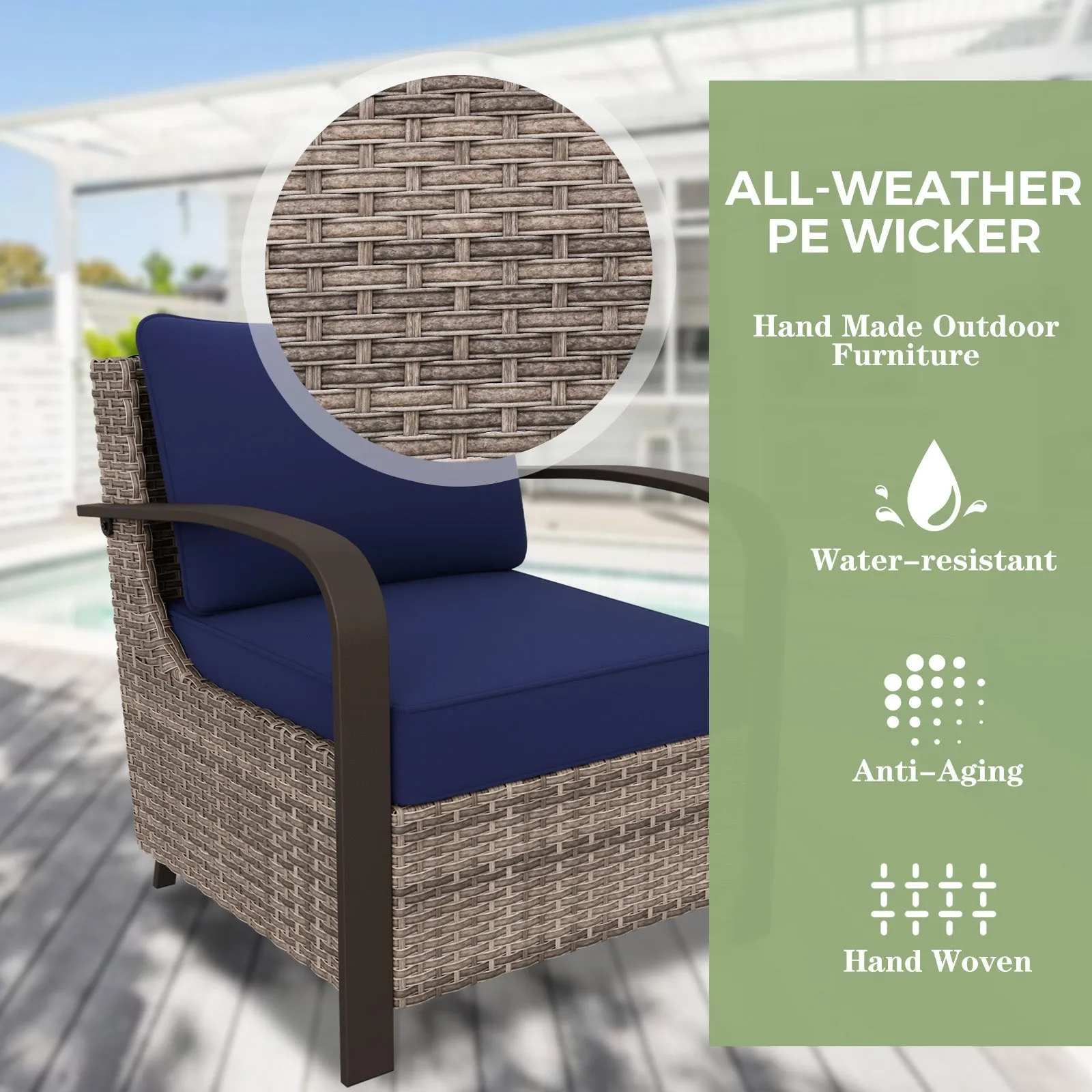 Coastal Vista Patio Chair with Cushions, Contains 2 Chairs