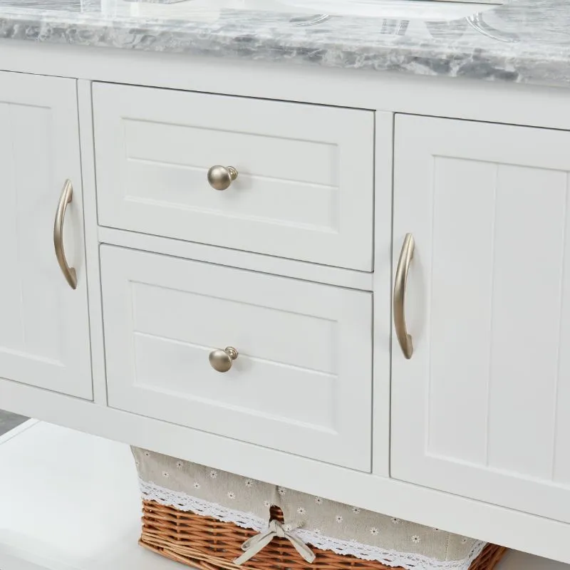 Hartwell Cove Dove White Freestanding Cabinet with Single Basin Integrated Sink and Countertop - Two Drawers (49" x 35" x 22")