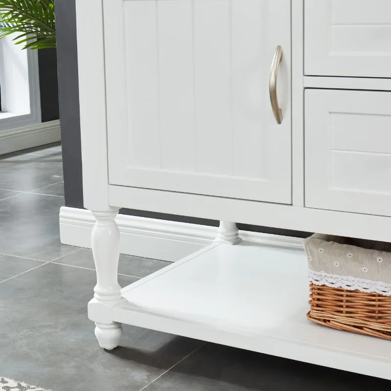 Hartwell Cove Dove White Freestanding Cabinet with Single Basin Integrated Sink and Countertop - Two Drawers (49" x 35" x 22")