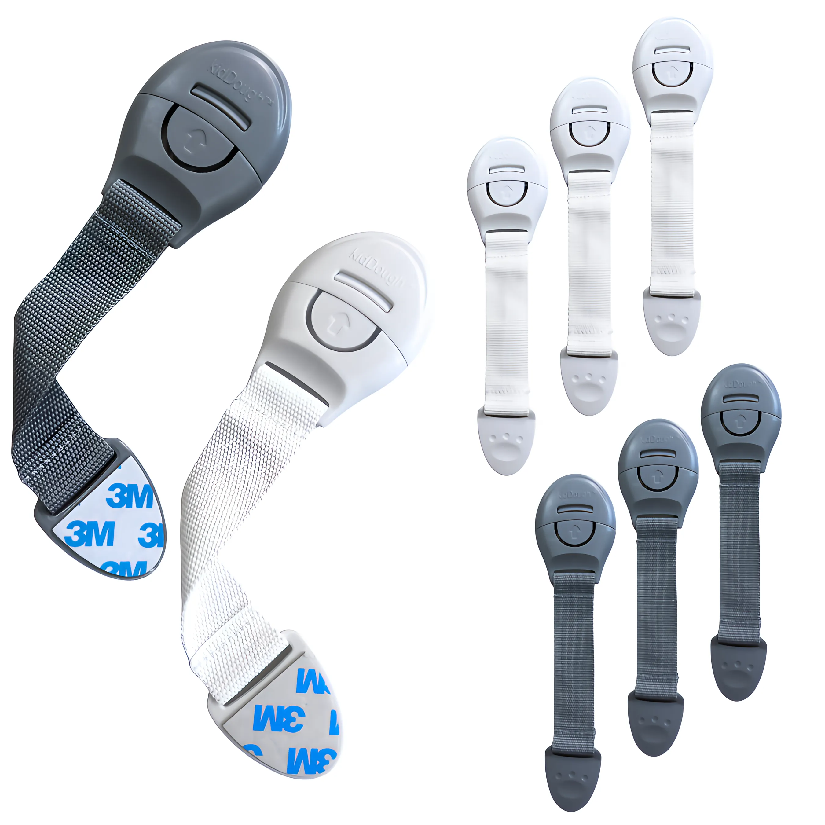 KidDough Furniture Safety Locks for Kids-Pack of 4 Grey 4 White Locks