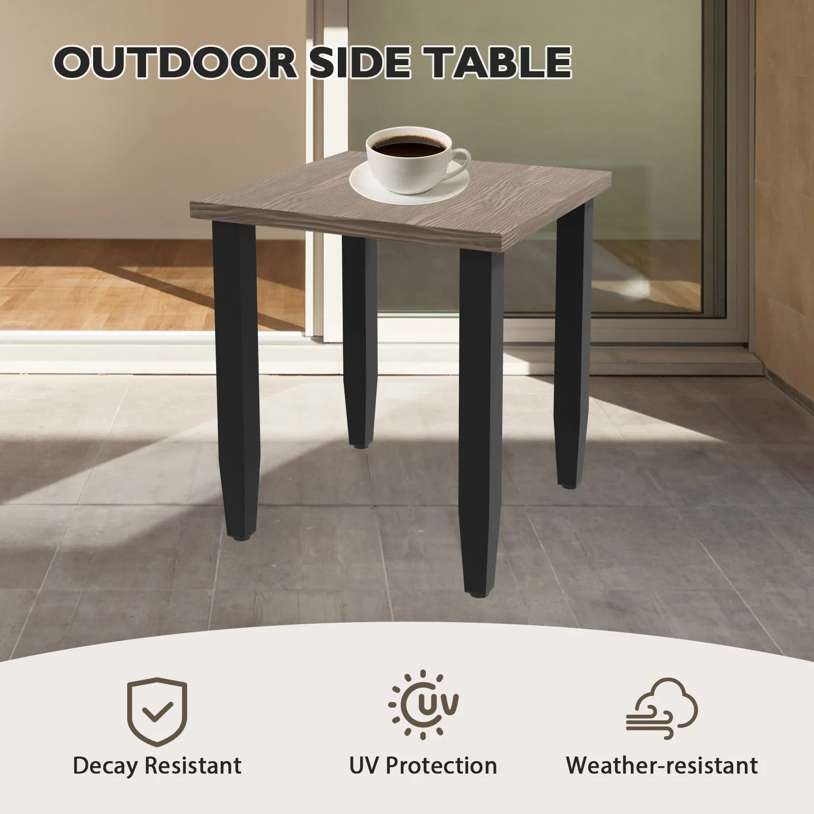 Modern Wicker 5 Piece Furniture Set w/ Patio Chairs, Brown/Gray