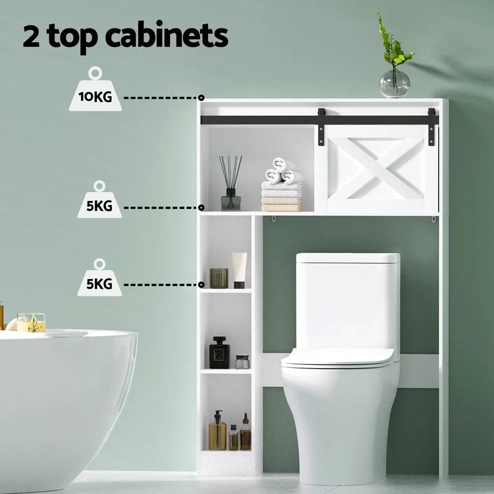 Over-Toilet Bathroom Cabinet with Sliding Barn Door - Artiss
