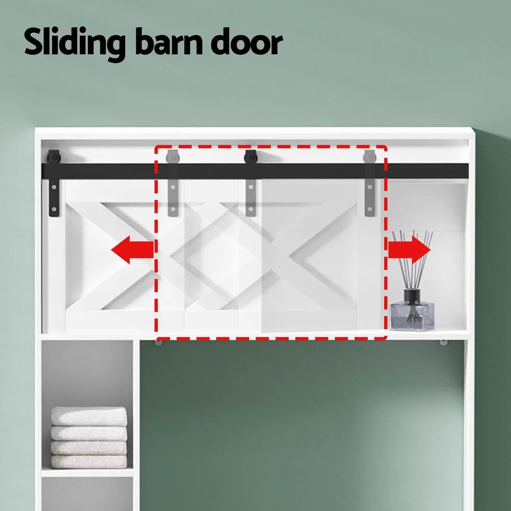 Over-Toilet Bathroom Cabinet with Sliding Barn Door - Artiss