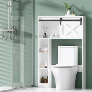Over-Toilet Bathroom Cabinet with Sliding Barn Door - Artiss