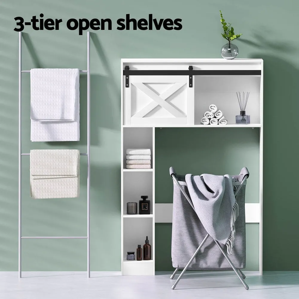 Over-Toilet Bathroom Cabinet with Sliding Barn Door - Artiss