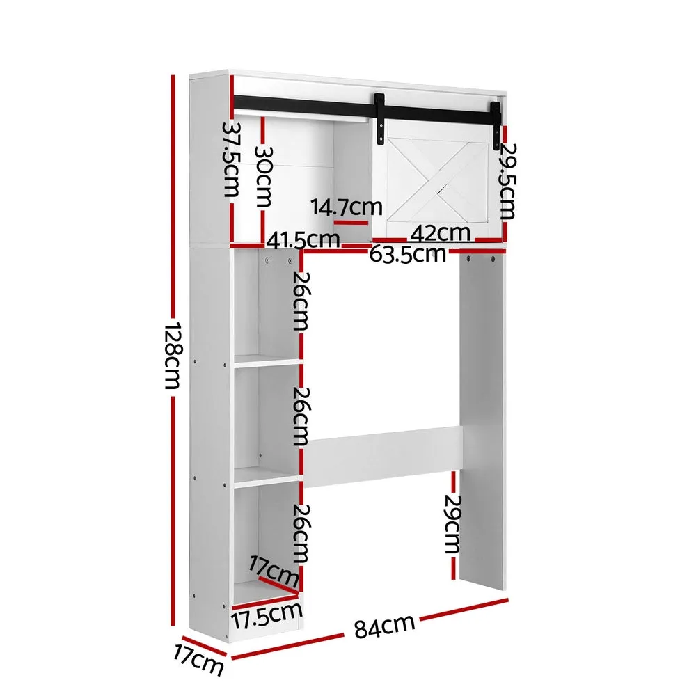 Over-Toilet Bathroom Cabinet with Sliding Barn Door - Artiss