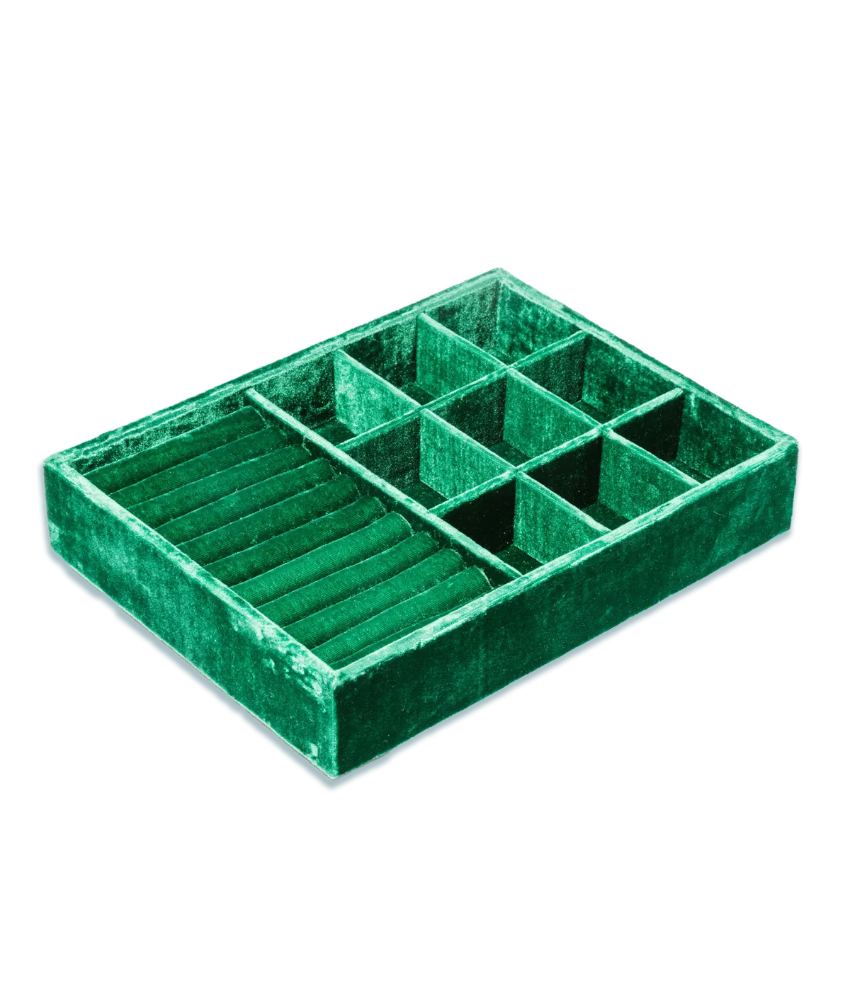 Stackable Silk Velvet Jewelry Tray in Emerald